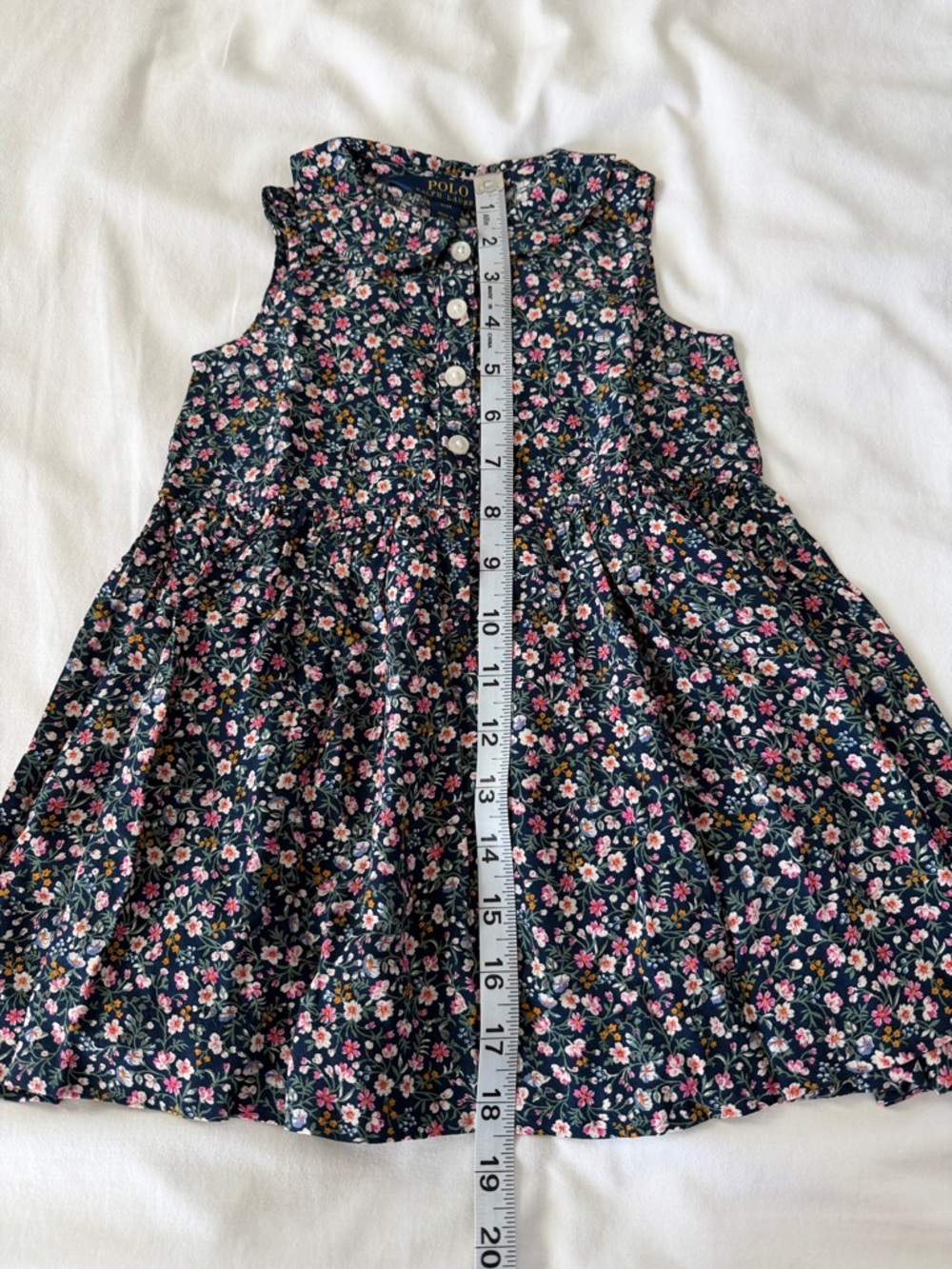 NWT Polo by Ralph Lauren Navy Pink Floral Button-Front Girls Dress 2T - Picture 10 of 10